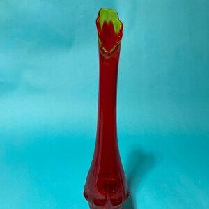Vintage Fenton Amberina Swung Vase | MCM Art Glass Decor (11.75")